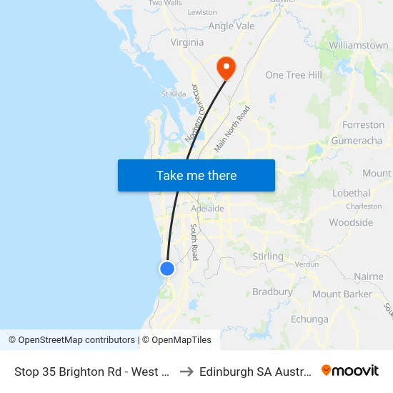 Stop 35 Brighton Rd - West side to Edinburgh SA Australia map