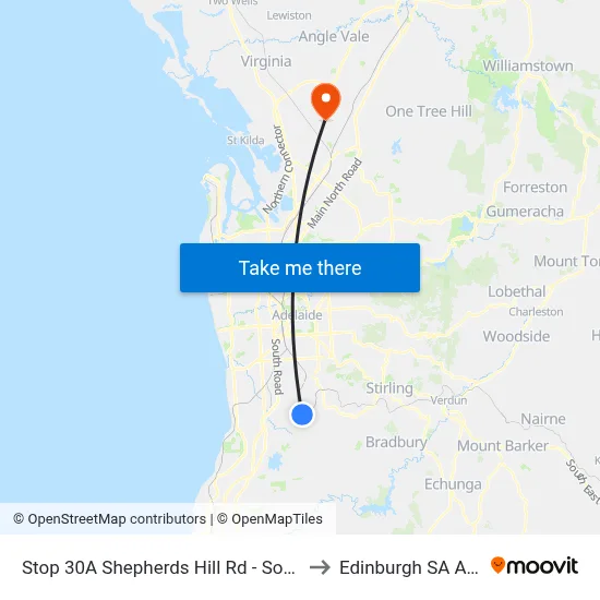 Stop 30A Shepherds Hill Rd - South East side to Edinburgh SA Australia map
