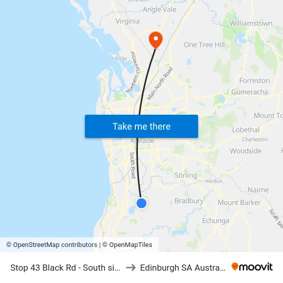 Stop 43 Black Rd - South side to Edinburgh SA Australia map