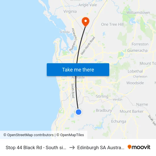 Stop 44 Black Rd - South side to Edinburgh SA Australia map