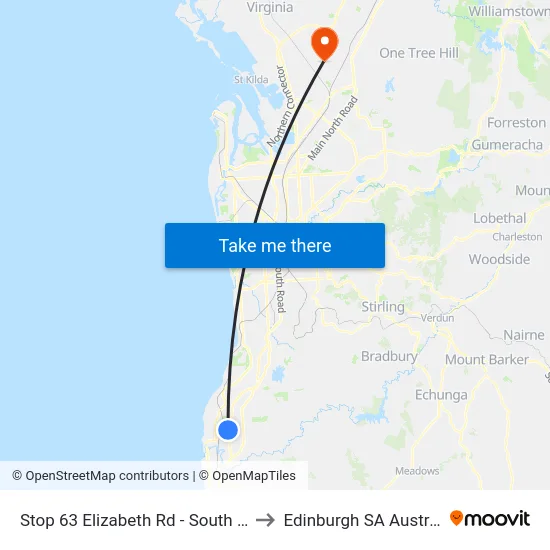 Stop 63 Elizabeth Rd - South side to Edinburgh SA Australia map