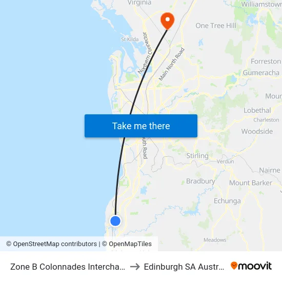 Zone B Colonnades Interchange to Edinburgh SA Australia map