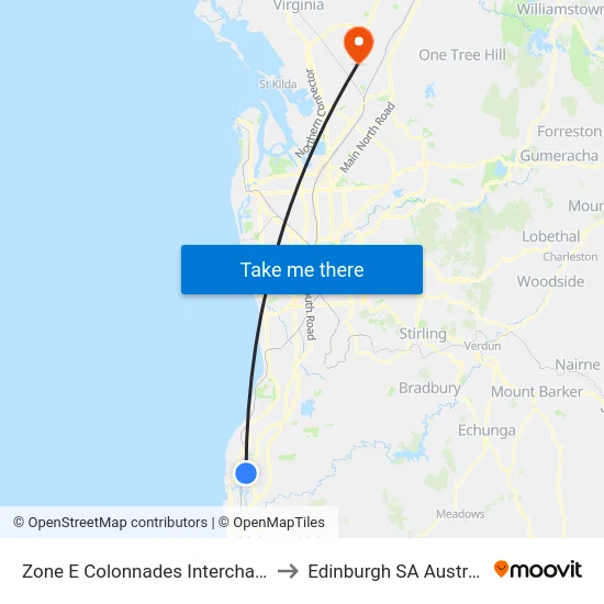 Zone E Colonnades Interchange to Edinburgh SA Australia map