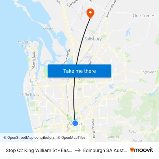 Stop C2 King William St - East side to Edinburgh SA Australia map