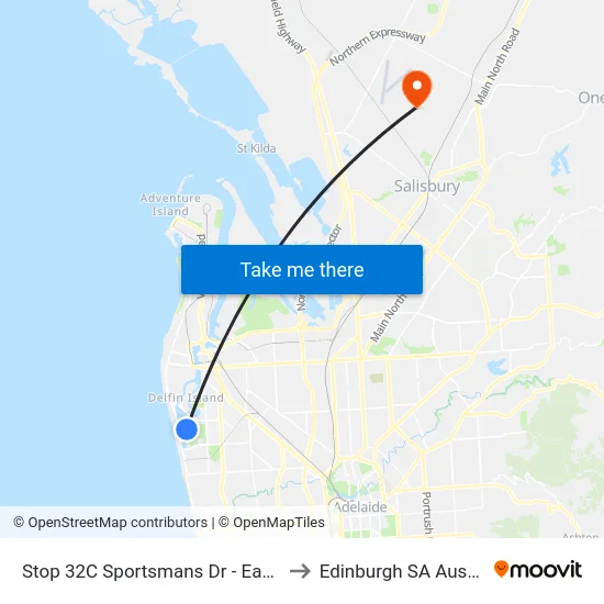 Stop 32C Sportsmans Dr - East side to Edinburgh SA Australia map
