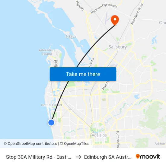 Stop 30A Military Rd - East side to Edinburgh SA Australia map