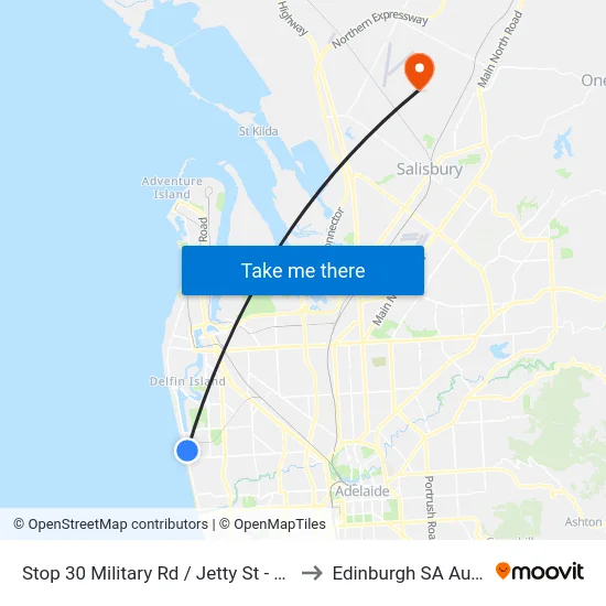 Stop 30 Military Rd / Jetty St - West side to Edinburgh SA Australia map