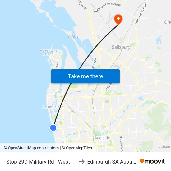Stop 29D Military Rd - West side to Edinburgh SA Australia map