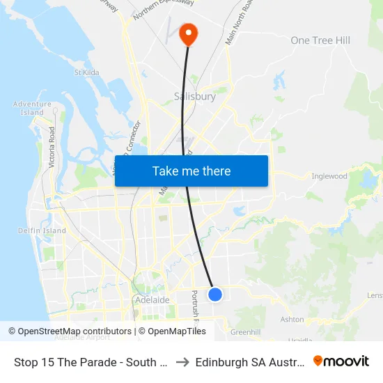 Stop 15 The Parade - South side to Edinburgh SA Australia map