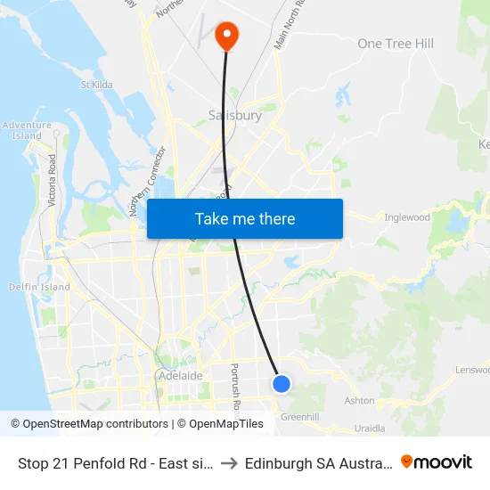 Stop 21 Penfold Rd - East side to Edinburgh SA Australia map