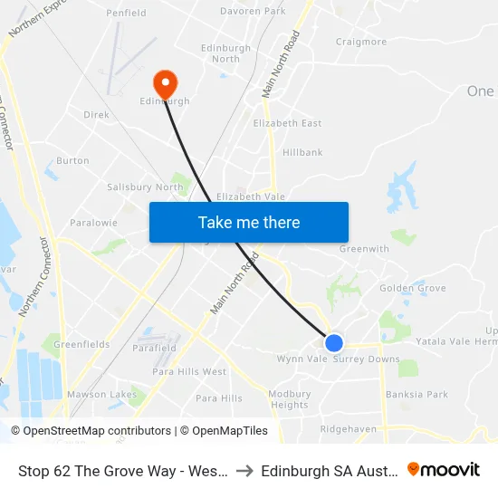 Stop 62 The Grove Way - West side to Edinburgh SA Australia map