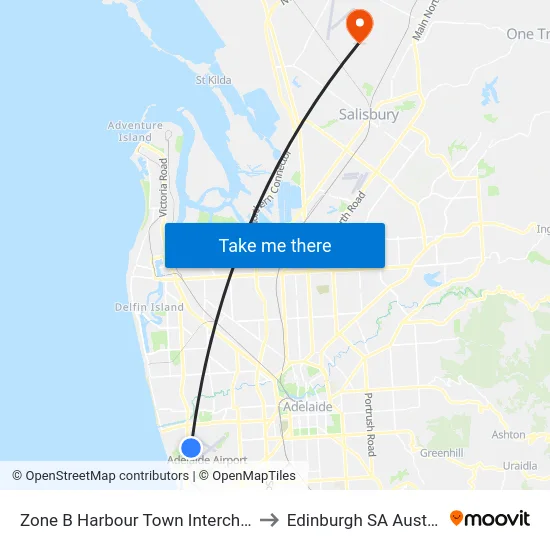 Zone B Harbour Town Interchange to Edinburgh SA Australia map