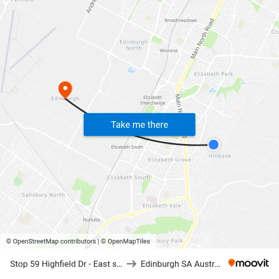 Stop 59 Highfield Dr - East side to Edinburgh SA Australia map