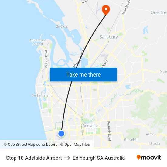 Stop 10 Adelaide Airport to Edinburgh SA Australia map