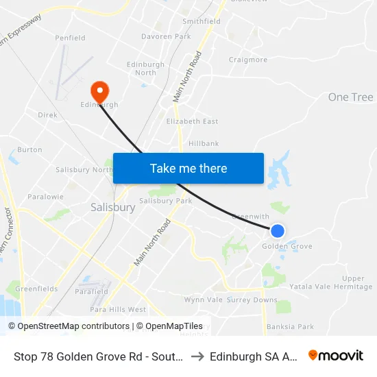Stop 78 Golden Grove Rd - South East side to Edinburgh SA Australia map