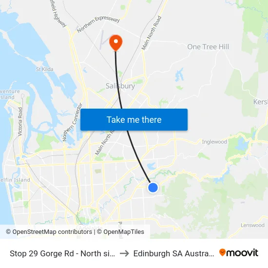 Stop 29 Gorge Rd - North side to Edinburgh SA Australia map