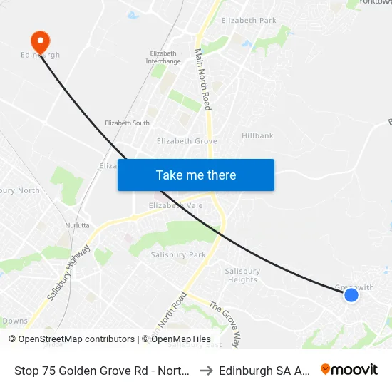 Stop 75 Golden Grove Rd - North West side to Edinburgh SA Australia map