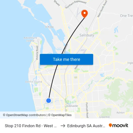 Stop 210 Findon Rd - West side to Edinburgh SA Australia map