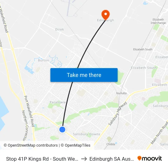 Stop 41P Kings Rd - South West side to Edinburgh SA Australia map