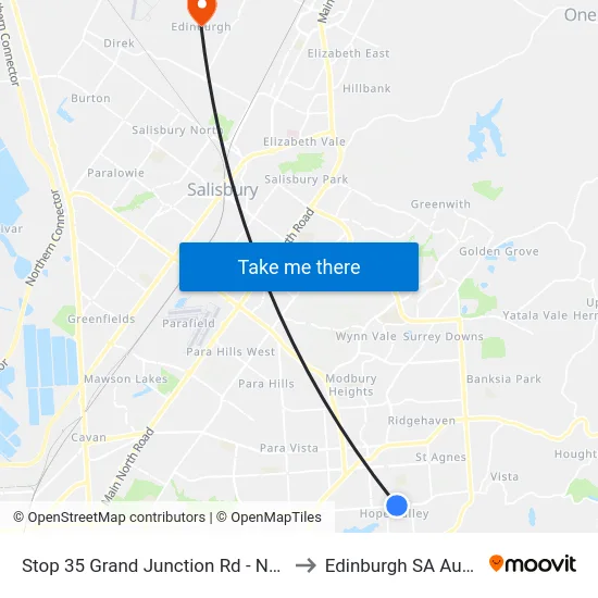 Stop 35 Grand Junction Rd - North side to Edinburgh SA Australia map