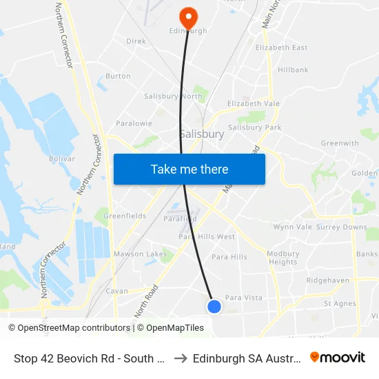 Stop 42 Beovich Rd - South side to Edinburgh SA Australia map