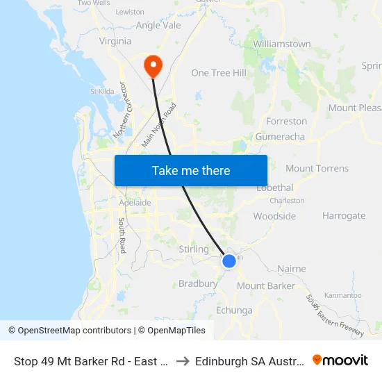 Stop 49 Mt Barker Rd - East side to Edinburgh SA Australia map