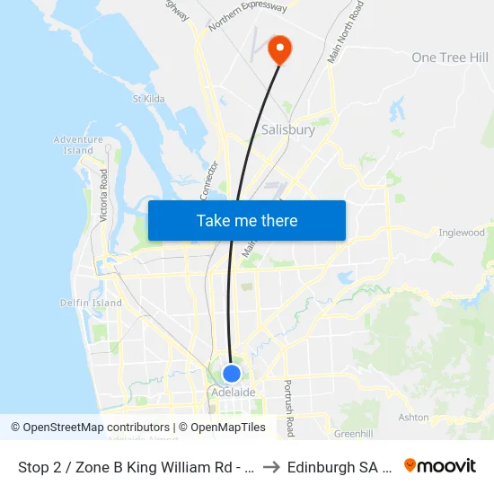 Stop 2 / Zone B King William Rd - North West side to Edinburgh SA Australia map