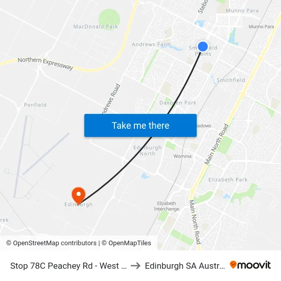 Stop 78C Peachey Rd - West side to Edinburgh SA Australia map