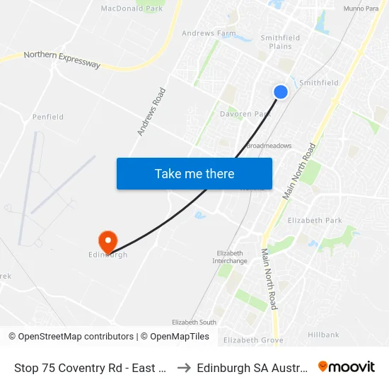 Stop 75 Coventry Rd - East side to Edinburgh SA Australia map