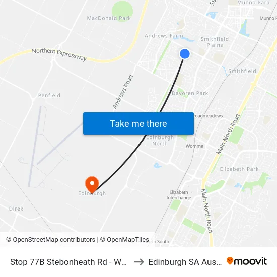 Stop 77B Stebonheath Rd - West side to Edinburgh SA Australia map