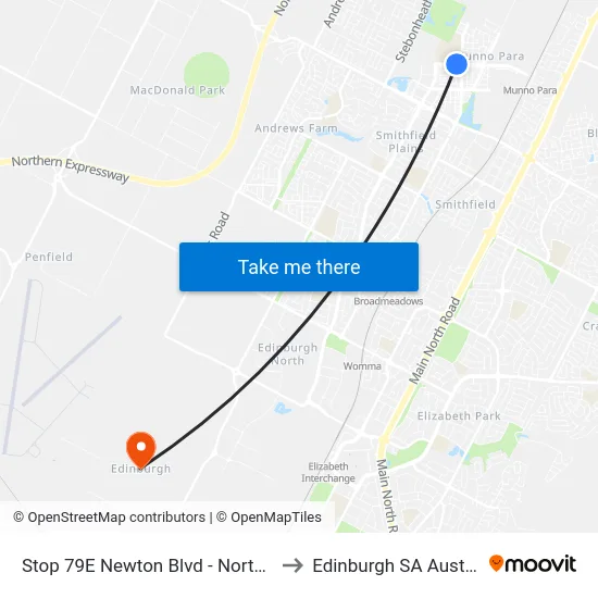 Stop 79E Newton Blvd - North side to Edinburgh SA Australia map