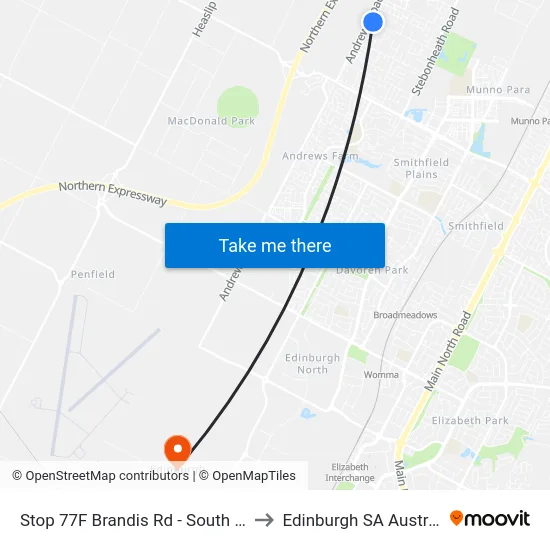 Stop 77F Brandis Rd - South side to Edinburgh SA Australia map