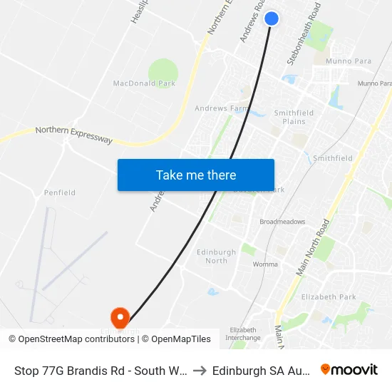 Stop 77G Brandis Rd - South West side to Edinburgh SA Australia map