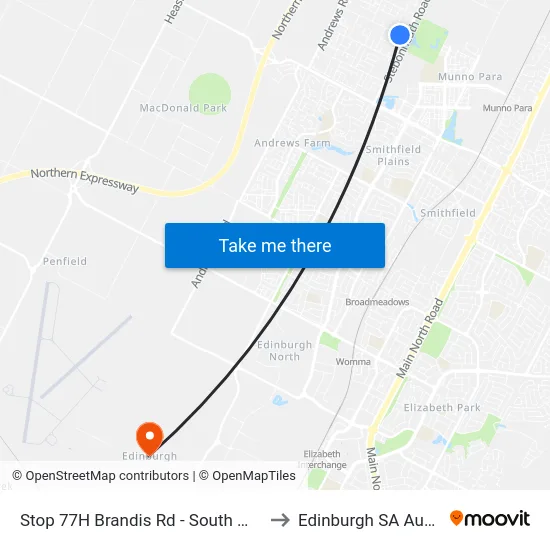 Stop 77H Brandis Rd - South West side to Edinburgh SA Australia map