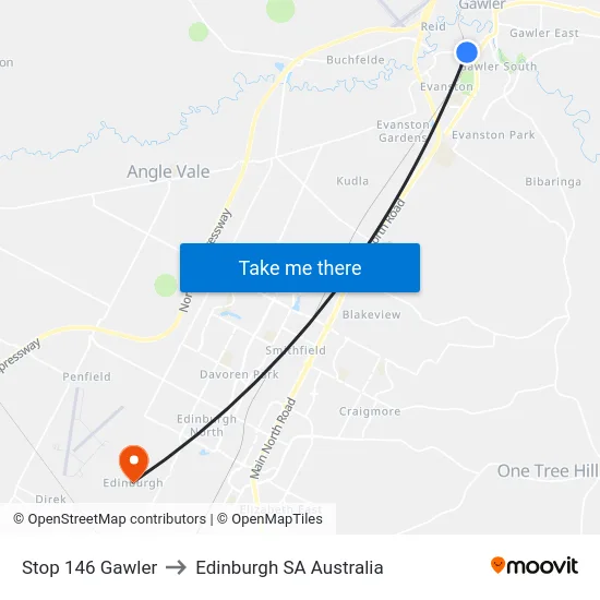Stop 146 Gawler to Edinburgh SA Australia map