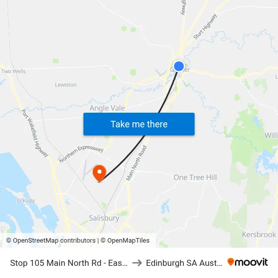 Stop 105 Main North Rd - East side to Edinburgh SA Australia map