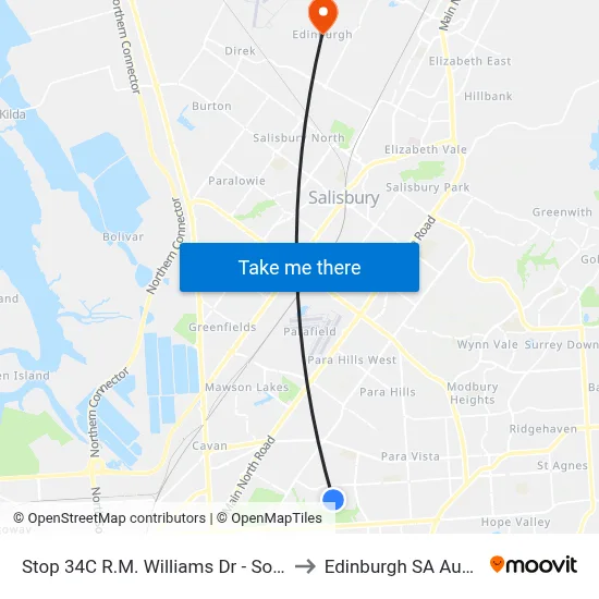Stop 34C R.M. Williams Dr - South side to Edinburgh SA Australia map