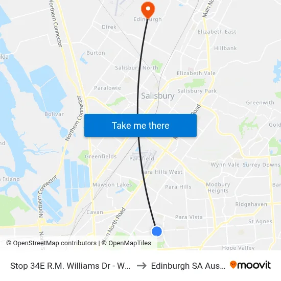 Stop 34E R.M. Williams Dr - West side to Edinburgh SA Australia map