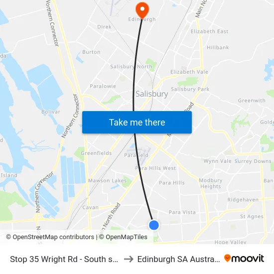 Stop 35 Wright Rd - South side to Edinburgh SA Australia map
