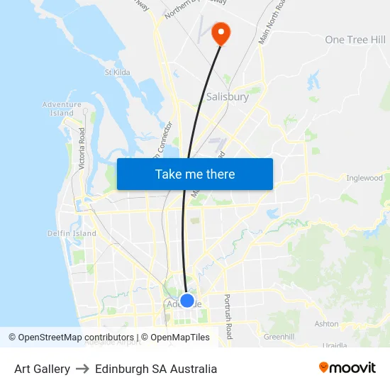 Art Gallery to Edinburgh SA Australia map