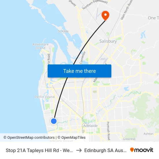 Stop 21A Tapleys Hill Rd - West side to Edinburgh SA Australia map