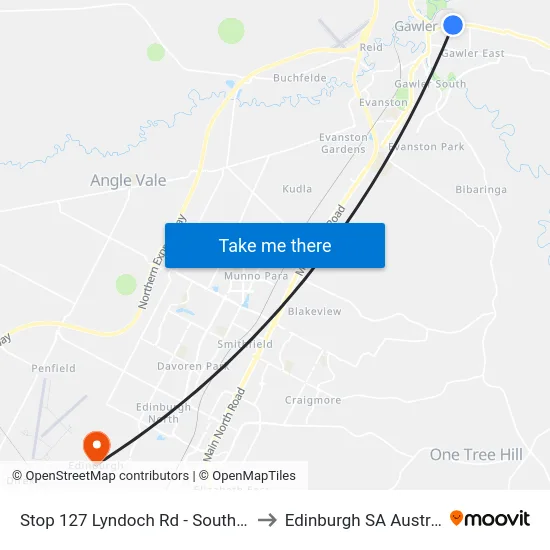 Stop 127 Lyndoch Rd - South side to Edinburgh SA Australia map