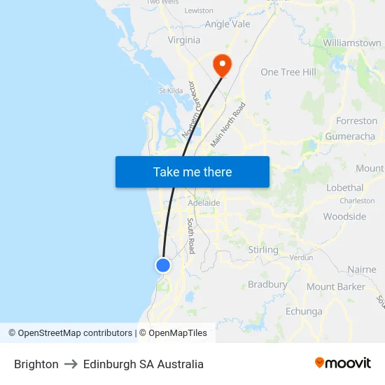 Brighton to Edinburgh SA Australia map