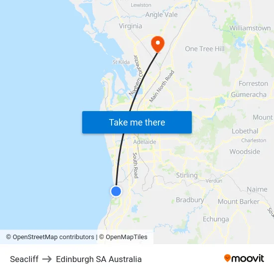 Seacliff to Edinburgh SA Australia map