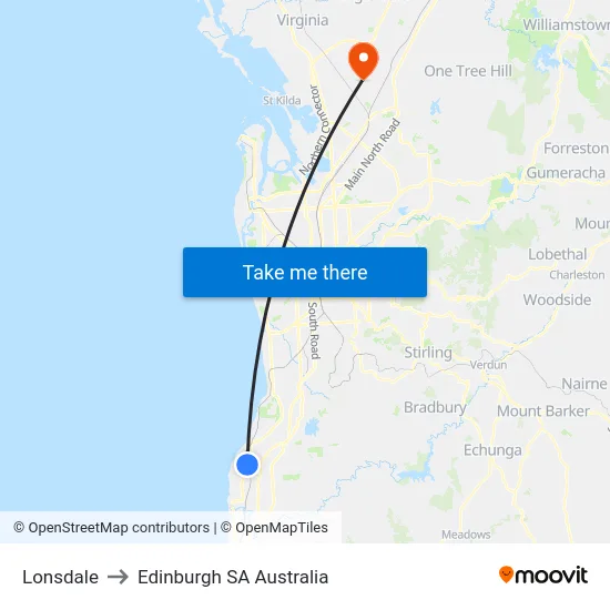 Lonsdale to Edinburgh SA Australia map