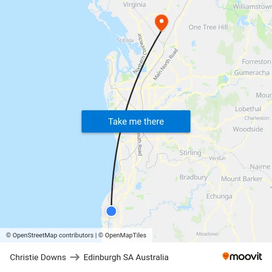 Christie Downs to Edinburgh SA Australia map
