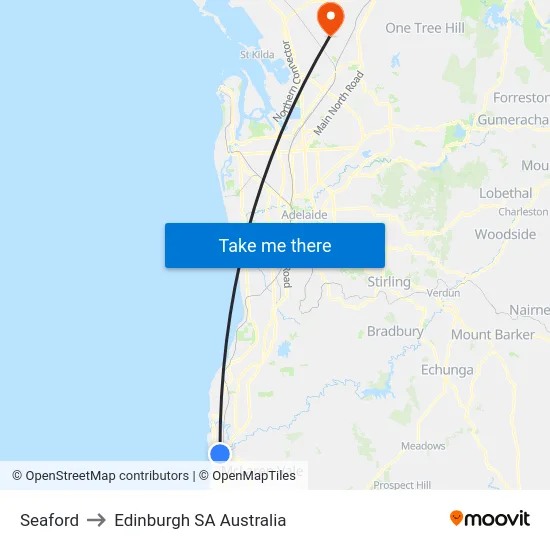 Seaford to Edinburgh SA Australia map