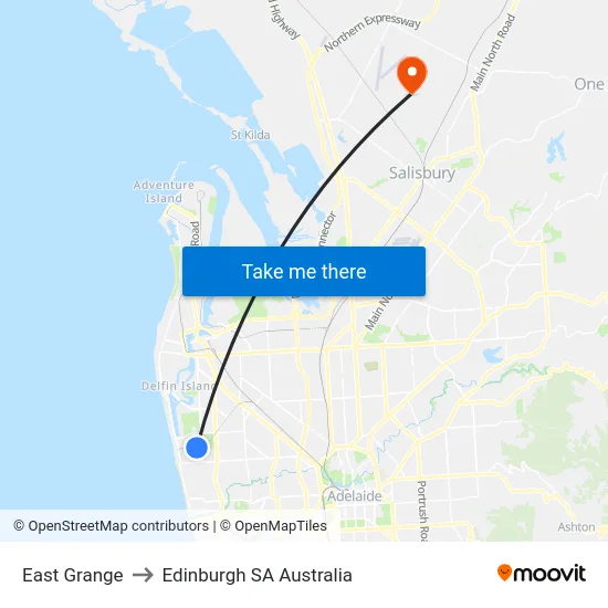 East Grange to Edinburgh SA Australia map