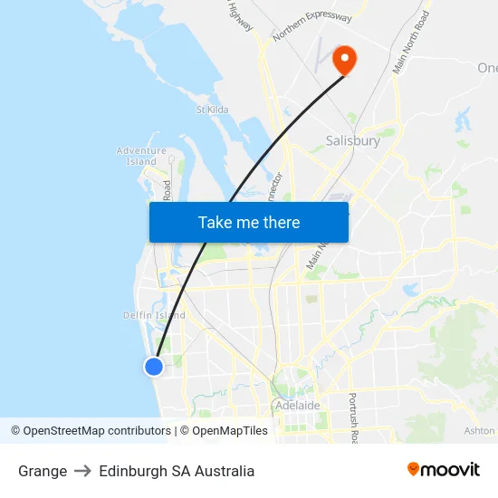 Grange to Edinburgh SA Australia map
