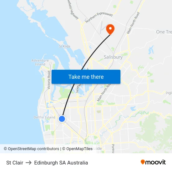 St Clair to Edinburgh SA Australia map